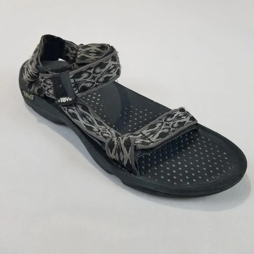 Teva Sandals Mens Size 9 Black Gray Geometric Strap Sport Hiking Water 6502